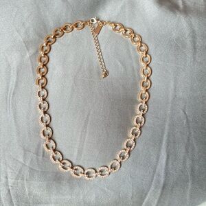 INC International Concepts Rhinestone Gold Tone Chain Link Necklace